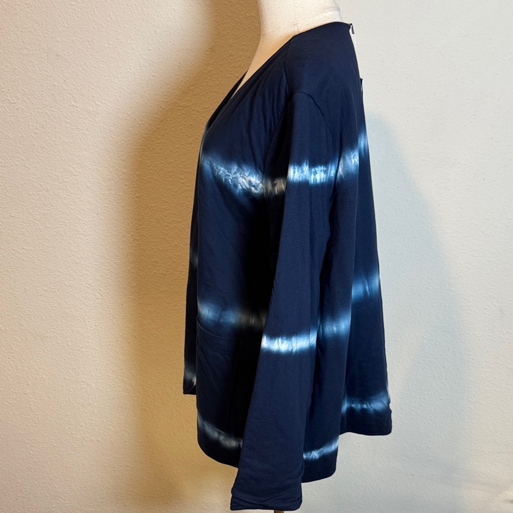 NWT J. Jill Pure Jill Navy Blue Tie-Dye Button-Up Cardigan size XL - Picture 6 of 17